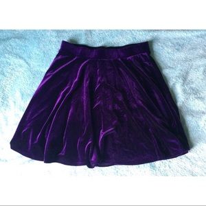Purple Velvet Skater Skirt with Pockets